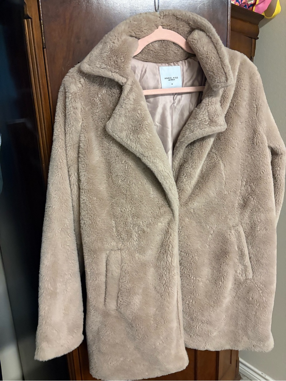 Angel Kiss Light Taupe Plush Teddy Coat